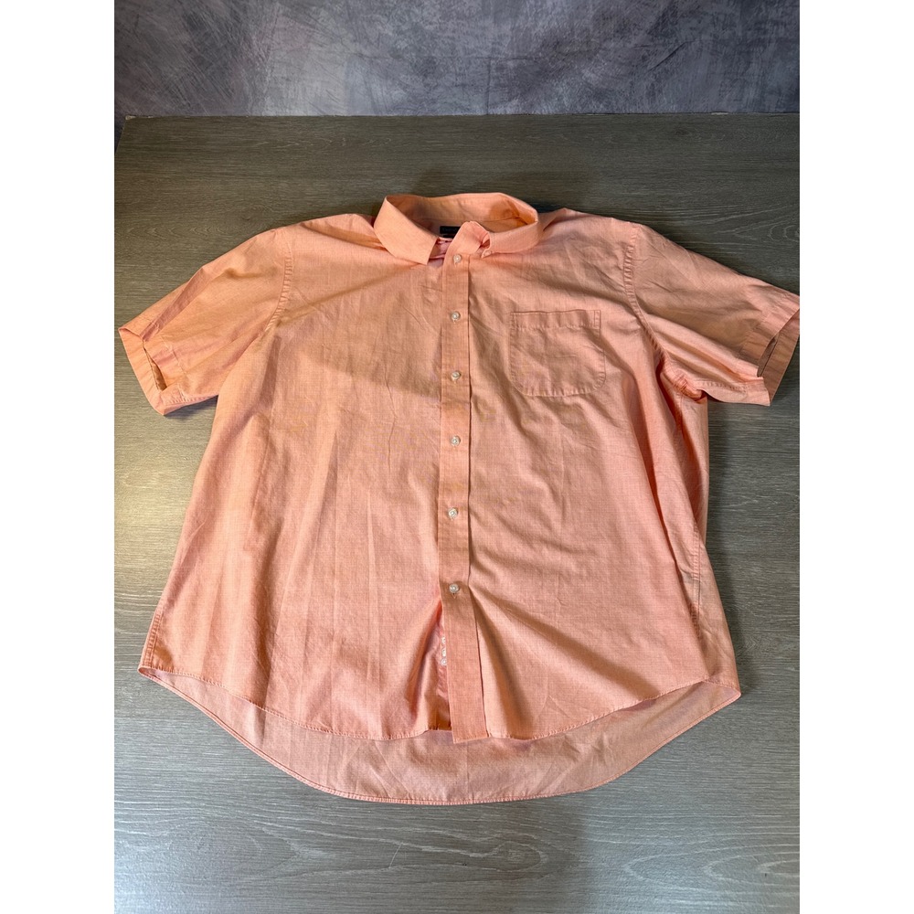 Croft & Barrow Mens XXL Peach Orange Wrinkle Resistant Broadcloth SS Shirt